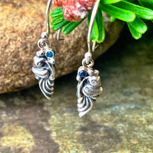 Load image into Gallery viewer, Peacock earrings set with blue cubic zirconia