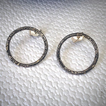 Load image into Gallery viewer, Solid sterling silver and gold circle stud earrings