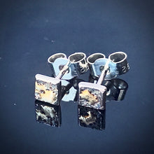 Load image into Gallery viewer, Solid sterling silver and gold tiny stud earrings