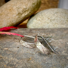 Load image into Gallery viewer, Silver crosshatch texture, half hoop earrings