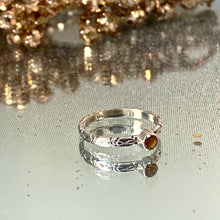 Load image into Gallery viewer, Sparkling Citrine and silver, flower patterned stacking ring