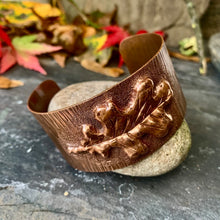 Load image into Gallery viewer, Copper oak leaf cuff bracelet. One of a kind