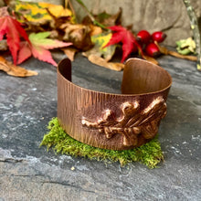 Load image into Gallery viewer, Copper oak leaf cuff bracelet. One of a kind