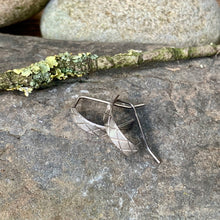 Load image into Gallery viewer, Silver crosshatch texture, half hoop earrings