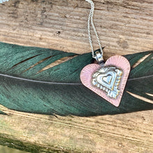 Load image into Gallery viewer, Silver and copper heart necklace