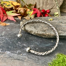 Load image into Gallery viewer, Sterling silver twisted torc cuff bangle