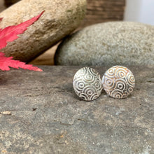 Load image into Gallery viewer, Silver textured round stud earrings