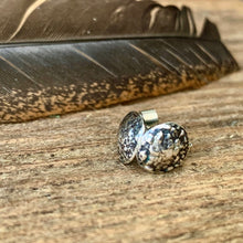 Load image into Gallery viewer, Silver textured moon stud earrings