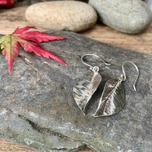 Load image into Gallery viewer, Silver textured leaf earrings