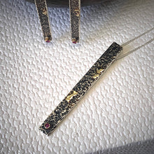 Load image into Gallery viewer, Solid sterling silver and gold pendant set with deep pink ruby.