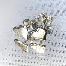 Load image into Gallery viewer, Dainty Silver heart stud earrings.