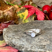 Load image into Gallery viewer, Sterling silver and rainbow moonstone stacking ring