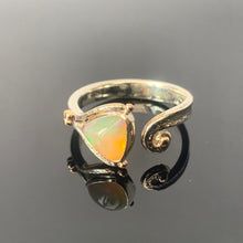 Load image into Gallery viewer, Solid sterling silver and gold ring set with incredible, ethically sourced,Ethiopian opal. Size R