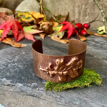 Load image into Gallery viewer, Copper oak leaf cuff bracelet. One of a kind