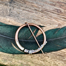 Load image into Gallery viewer, Copper and Sterling silver Pen-annular brooch.