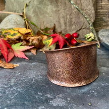 Load image into Gallery viewer, Large decorative copper cuff bracelet