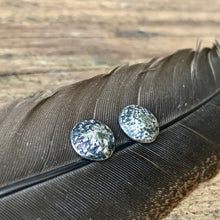 Load image into Gallery viewer, Silver textured moon stud earrings