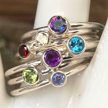 Load image into Gallery viewer, Plain band 3mm round Gemstone stacking rings. Made to order