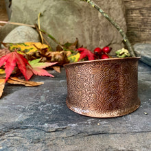 Load image into Gallery viewer, Large decorative copper cuff bracelet
