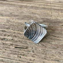 Load image into Gallery viewer, Adjustable sterling silver bohemian square ring. Made to order