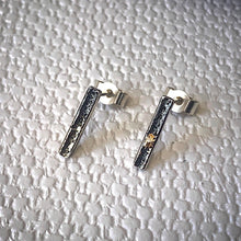 Load image into Gallery viewer, Solid sterling silver and gold bar stud earrings
