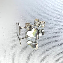 Load image into Gallery viewer, Dainty Silver heart stud earrings.