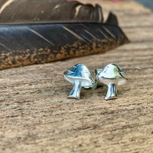 Load image into Gallery viewer, Silver mushroom stud earrings