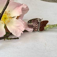 Load image into Gallery viewer, Sterling silver and copper Butterfly ring- UK size O