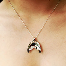 Load image into Gallery viewer, Recycled silver mermaid tail pendant. Limited stock