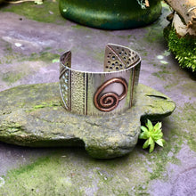 Load image into Gallery viewer, Sterling silver and copper, cuff bracelet