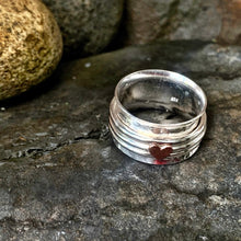 Load image into Gallery viewer, Sterling silver, heart spinner ring. UK size N1/2