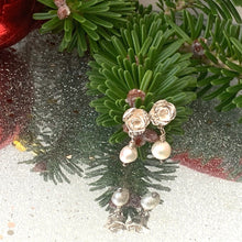 Load image into Gallery viewer, One of a kind,Sterling silver, Rose and Pearl stud earrings