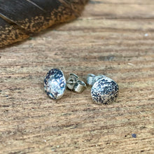 Load image into Gallery viewer, Silver textured moon stud earrings