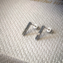 Load image into Gallery viewer, Solid sterling silver and gold bar stud earrings