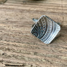 Load image into Gallery viewer, Adjustable sterling silver bohemian square ring. Made to order