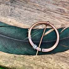 Load image into Gallery viewer, Copper and Sterling silver Pen-annular brooch.