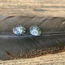 Load image into Gallery viewer, Silver textured moon stud earrings