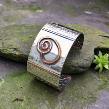 Load image into Gallery viewer, Sterling silver and copper, cuff bracelet