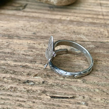Load image into Gallery viewer, Adjustable sterling silver Butterfly ring. Made to order