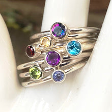 Load image into Gallery viewer, Plain band 3mm round Gemstone stacking rings. Made to order