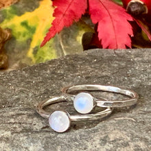 Load image into Gallery viewer, Sterling silver and rainbow moonstone stacking ring