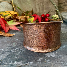 Load image into Gallery viewer, Large decorative copper cuff bracelet