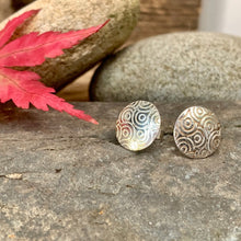 Load image into Gallery viewer, Silver textured round stud earrings