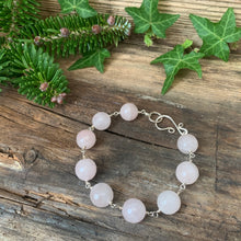 Load image into Gallery viewer, Faceted Rose quartz and Sterling silver bracelet