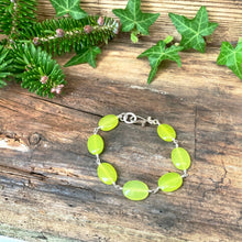 Load image into Gallery viewer, Lime green Chrysolite and Sterling silver bracelet