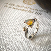 Load image into Gallery viewer, Solid sterling silver and gold ring set with incredible, ethically sourced,Ethiopian opal. Size R