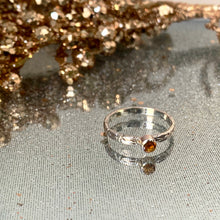 Load image into Gallery viewer, Sparkling Citrine and silver, flower patterned stacking ring