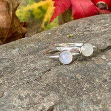 Load image into Gallery viewer, Sterling silver and rainbow moonstone stacking ring