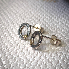 Load image into Gallery viewer, Solid sterling silver and gold polo stud earrings