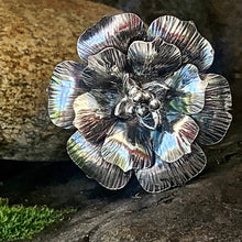 Load image into Gallery viewer, Sterling silver, flower statement ring. UK size P